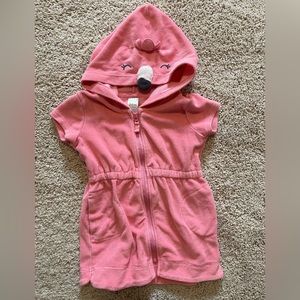 Flamingo cotton terry swim coverup with zipper  Size 24 months